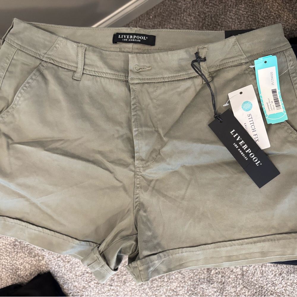 Liverpool Olive Green Casual Shorts